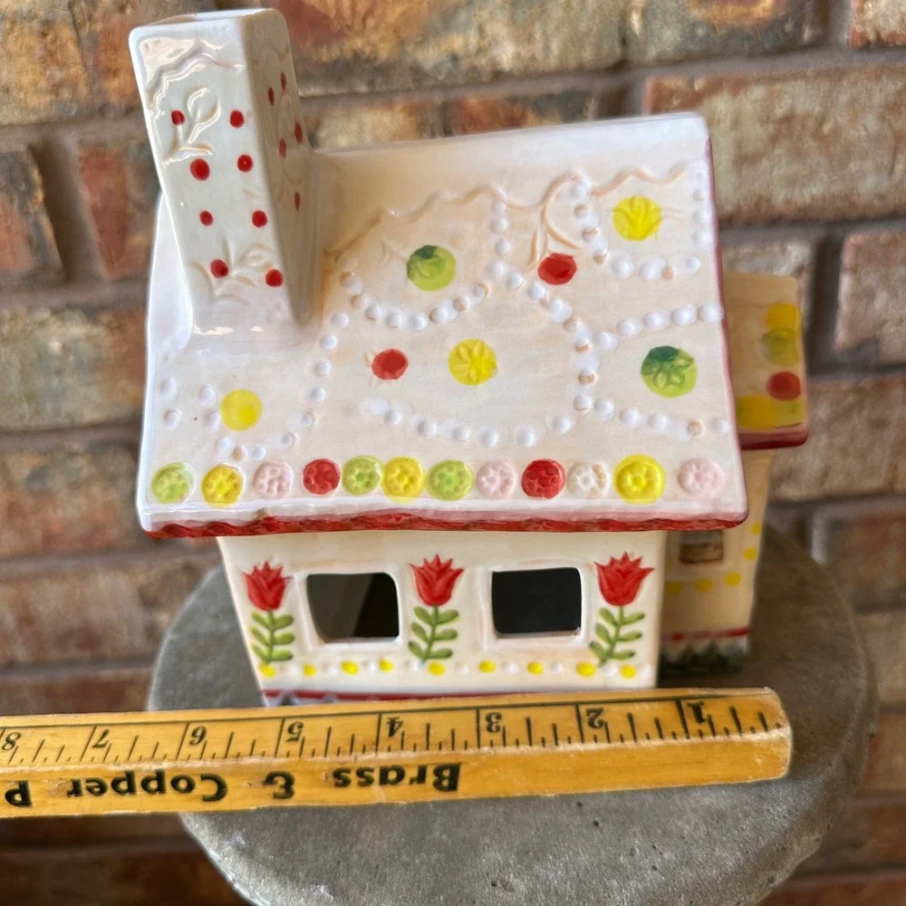 Nathalie Lete x Angele for Anthropologie Ceramic Gingerbread House Candle Holder